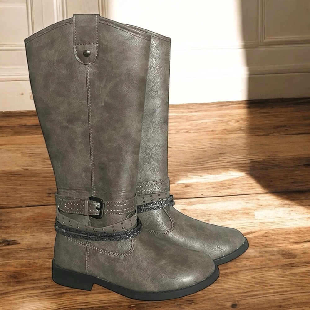 Girls Grey Sparkle Tall Boots Kohls Raylenestone